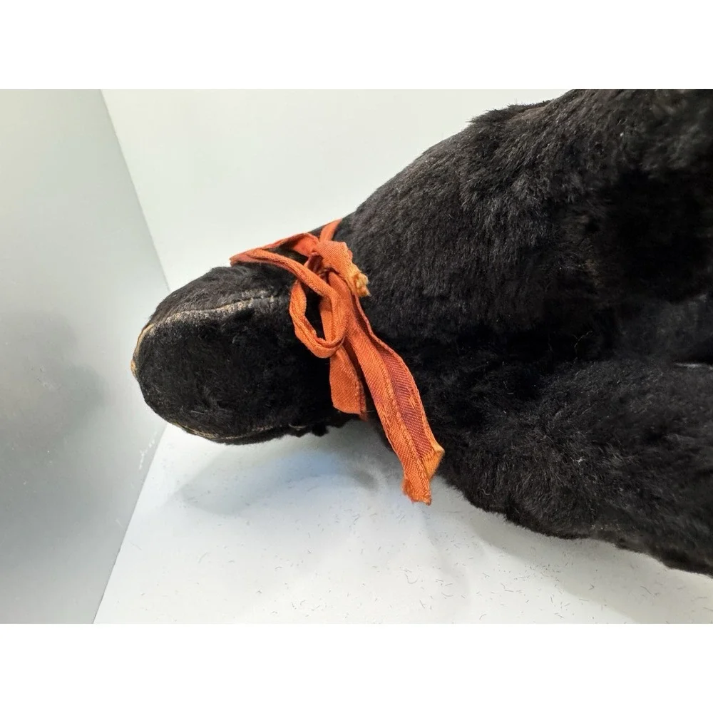 Antique Mohair Scottish Terrier Plush Black Scottie Dog Glass Eyes Vintage 10in